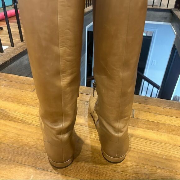 REVOLVE Prada Napa Butter Leather Tan OTK Knee High Boots Size 39.5 - Picture 5 of 12